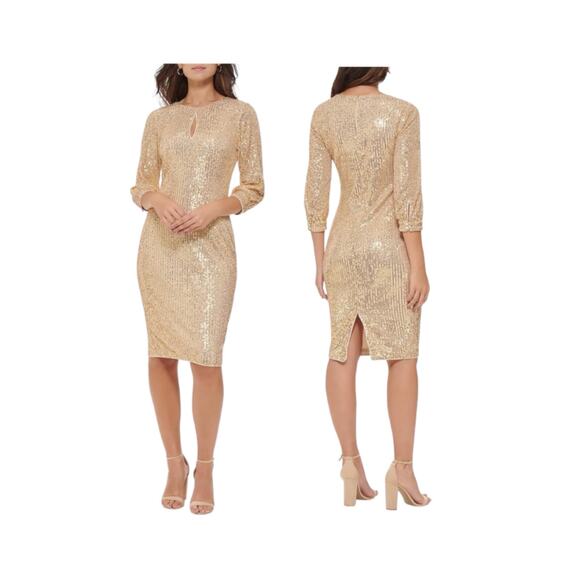 Kensie Gold Sequin Mini Dress - Picture 1 of 11